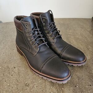 Warfield & Grand Presidio Brown Leather Lace Up Cap Toe Ankle Boots Mens 11